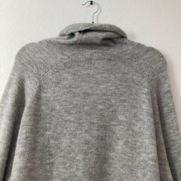 H&M Wool Blend Cowl Neck Sweater Tunic Length Gray Classic Minimalist Size Large - Picture 6 of 8